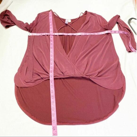 Anthro Alya wrap front burgundy maroon cross top blouse Sz small - Picture 4 of 8